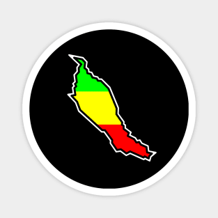 Denman Island Silhouette with Rasta Rastafarian Colours - Rastafari Flag - Denman Island Magnet